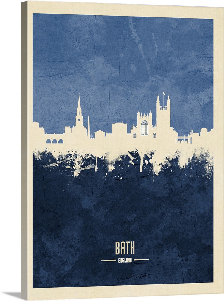 Watercolor art print of the skyline of Bath, England