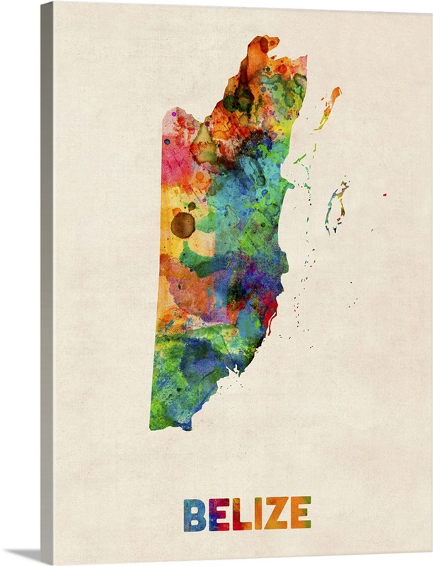 Belize Watercolor Map | Great Big Canvas