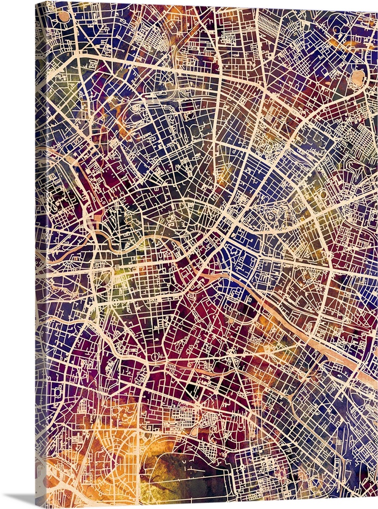 Watercolor street map of Berlin, Germany