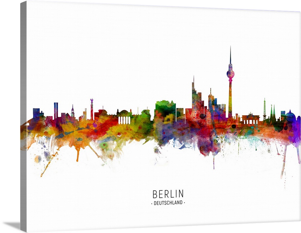 Watercolor art print of the skyline of Berlin, Germany.
