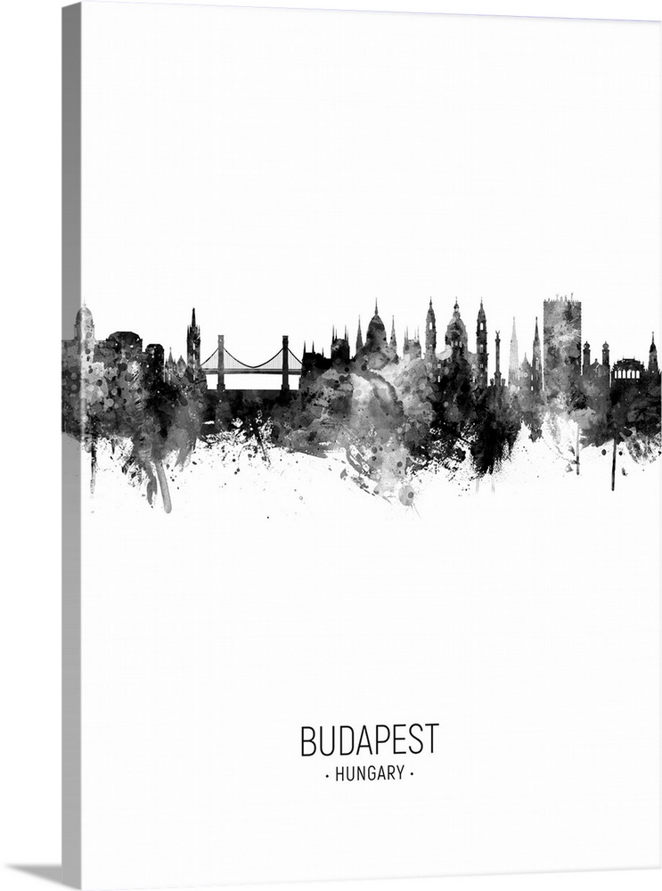 Watercolor art print of the skyline of Budapest, Hungary