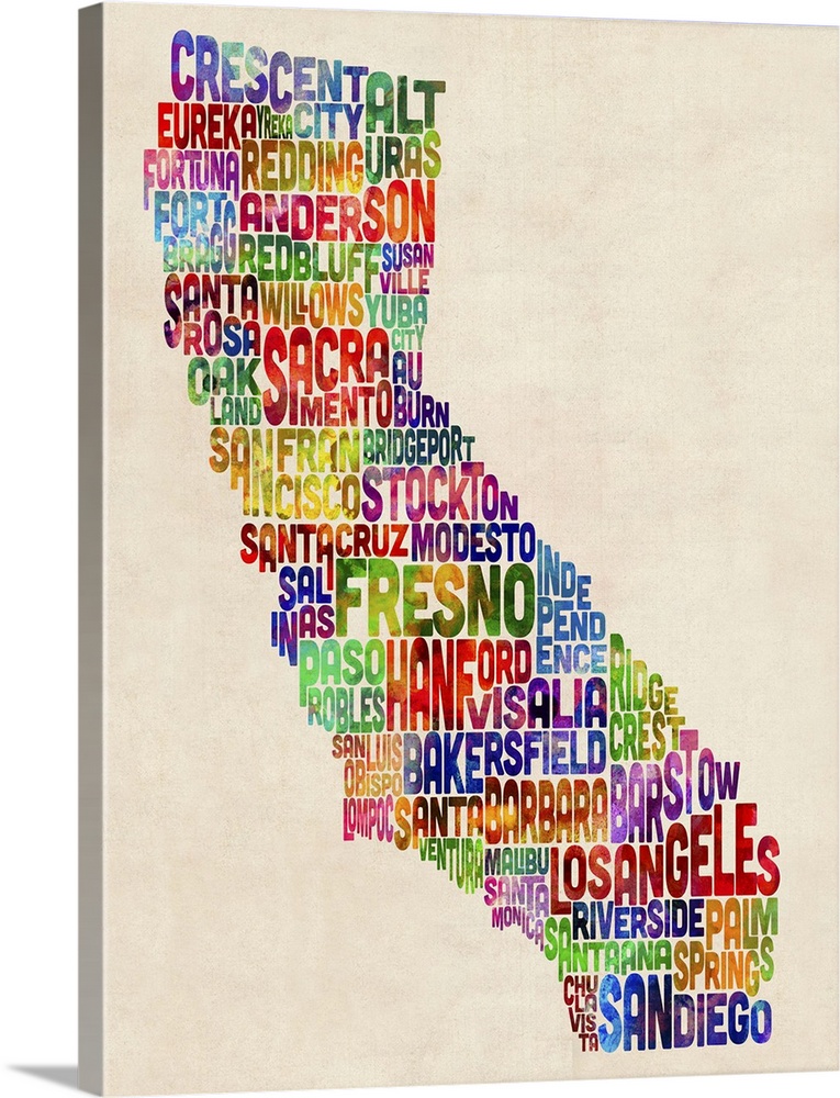 California Typography Text Map