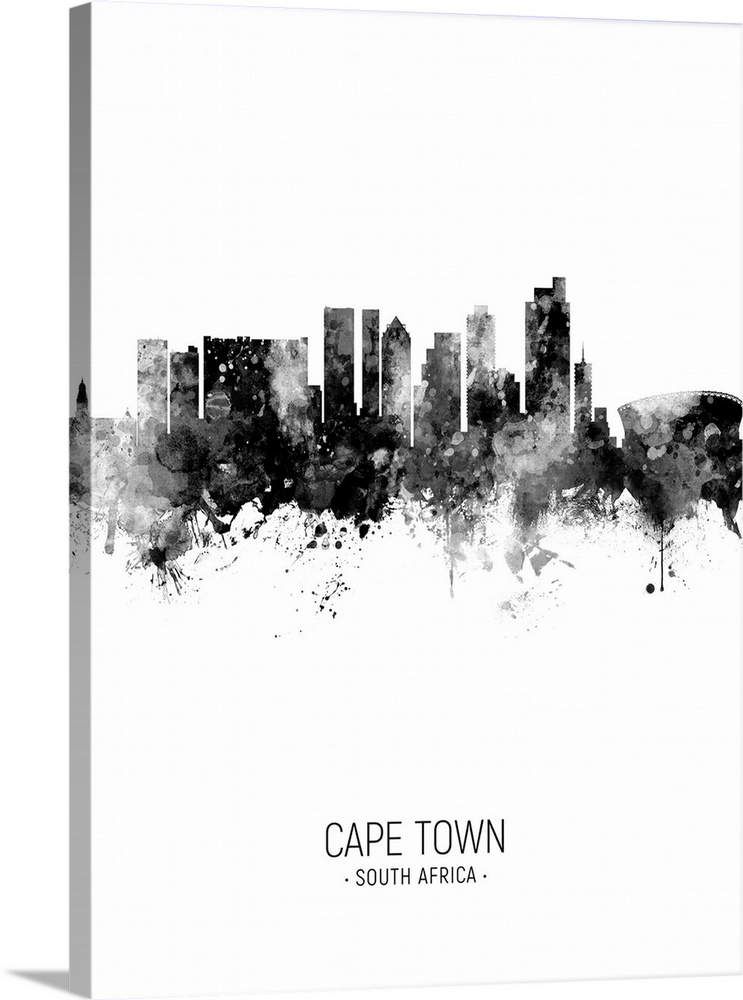 Watercolor art print of the skyline of Cape Town, South Africa