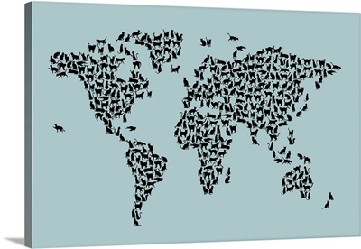 Cats Map of the World, Light Blue