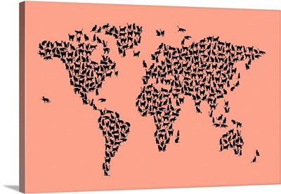 Cats Map of the World, Pink