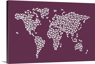 Cats Map of the World, Purple
