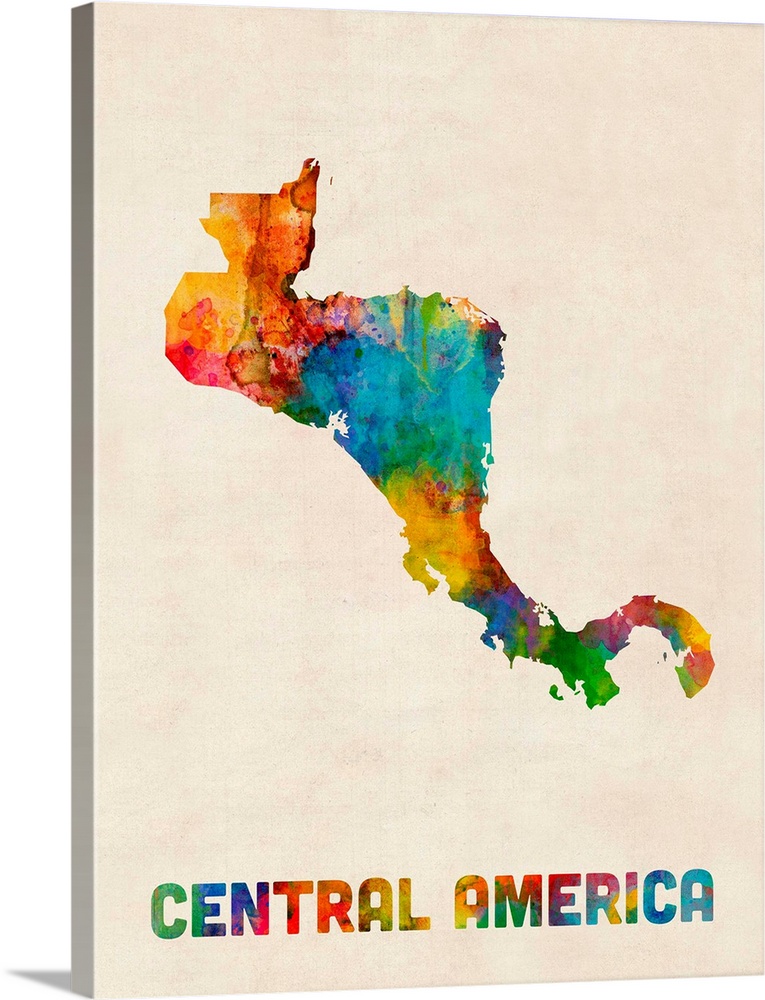 A watercolor map of Central America.