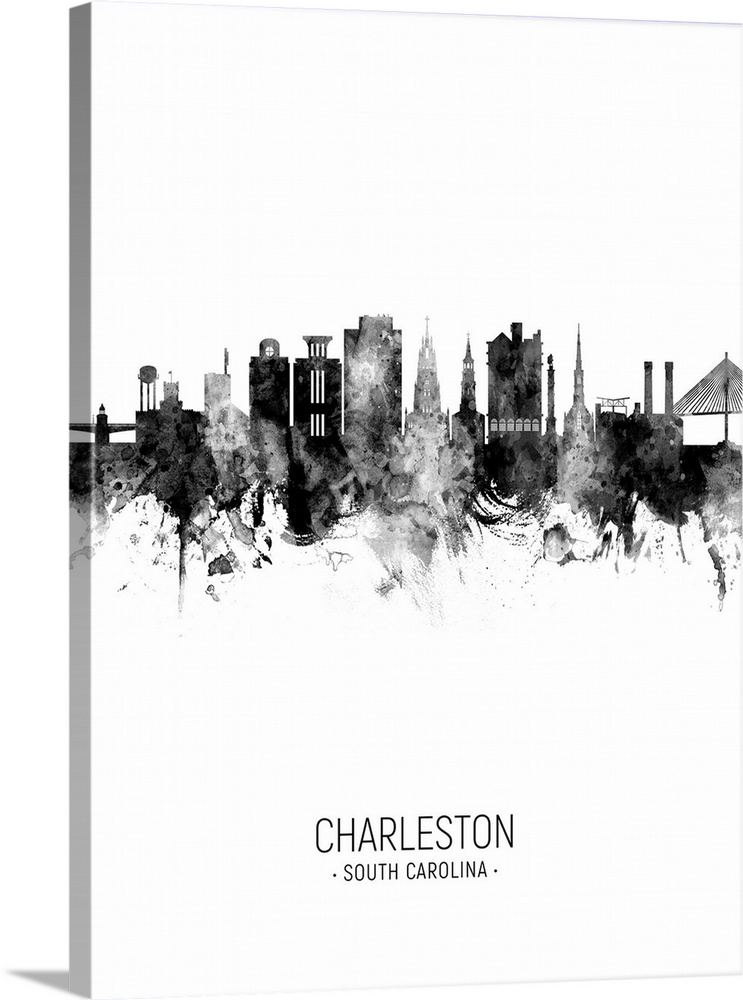 Watercolor art print of the skyline of Charleston, South Carolina, United States