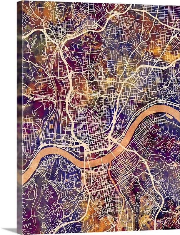 Cincinnati Ohio City Map  Great Big Canvas