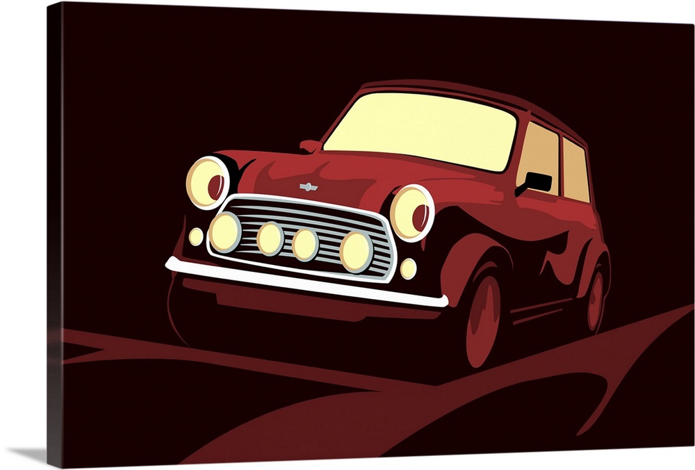 Classic Mini Cooper in red, pop art print