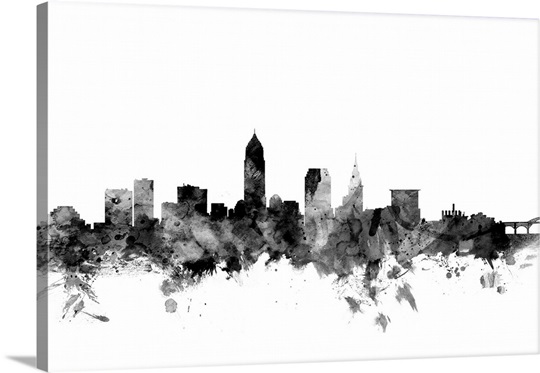 Cleveland Ohio Skyline Wall Art Canvas Prints Framed