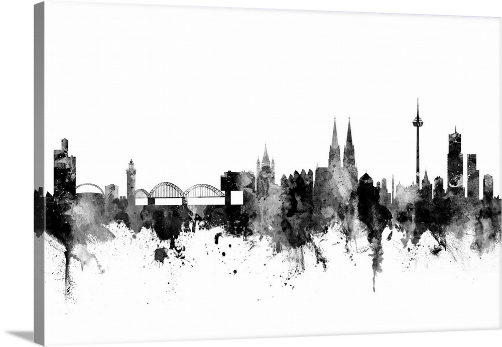 Watercolor art print of the skyline of Cologne, Germany (Koln)