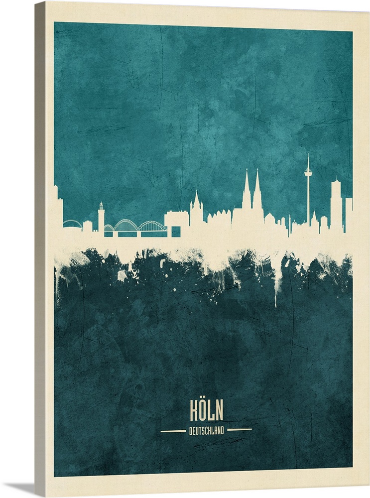Watercolor art print of the skyline of Cologne, Germany (Koln).