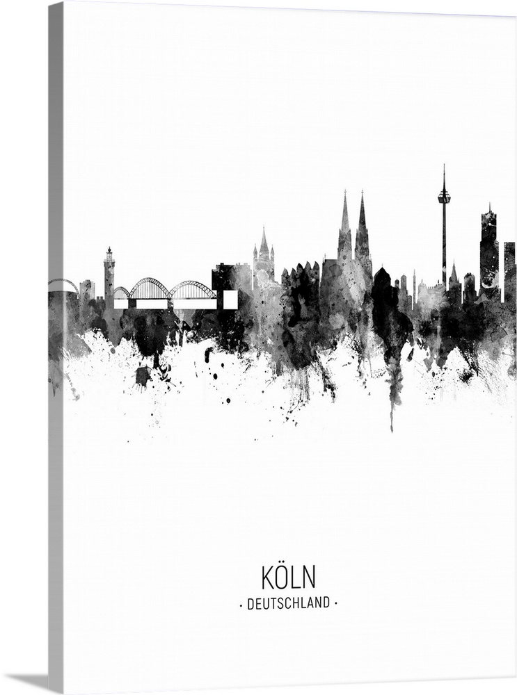 Watercolor art print of the skyline of Cologne, Germany (Koln)