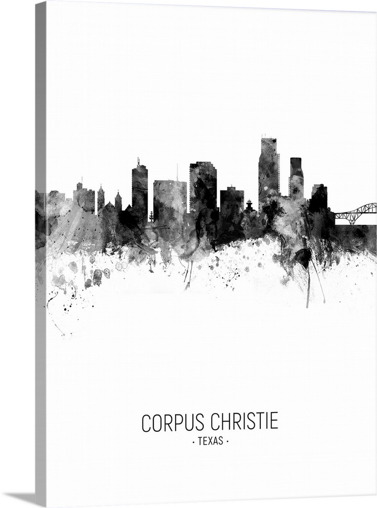 Watercolor art print of the skyline of Corpus Christie, Texas, United States