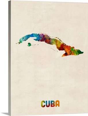 Cuba Watercolor Map