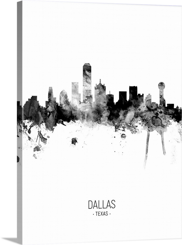 Watercolor art print of the skyline of Dallas, Texas, United States