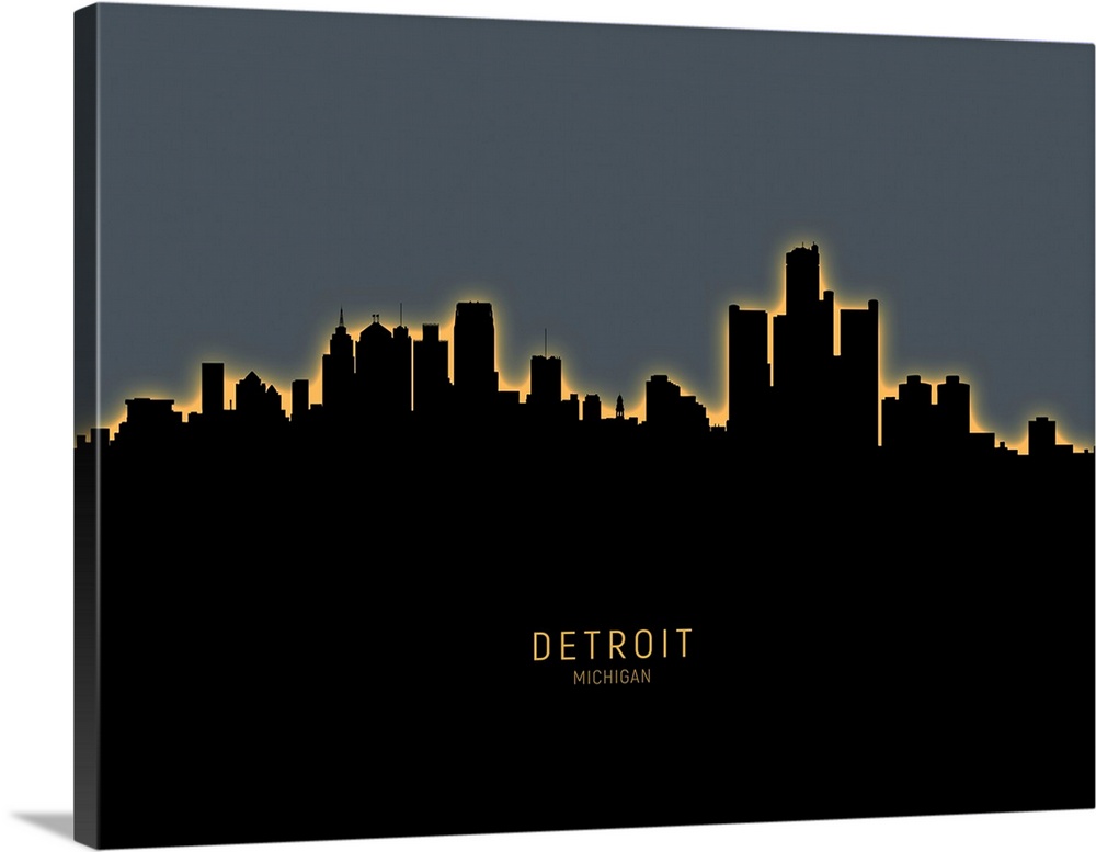 Skyline of Detroit, Michigan, United States.
