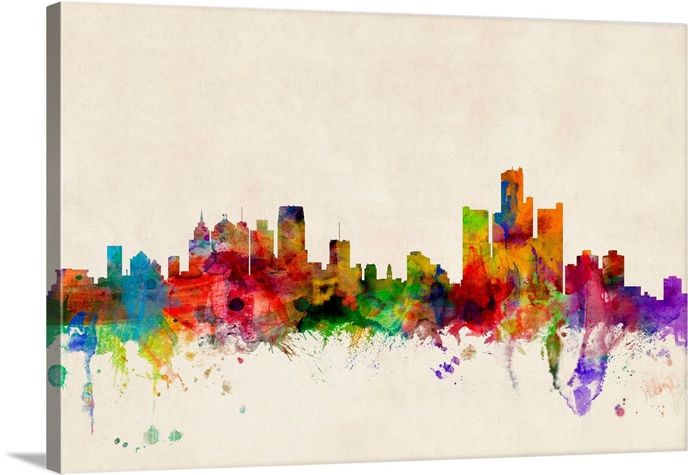 Detroit Skyline Wall Art, Canvas Prints, Framed Prints, Wall Peels