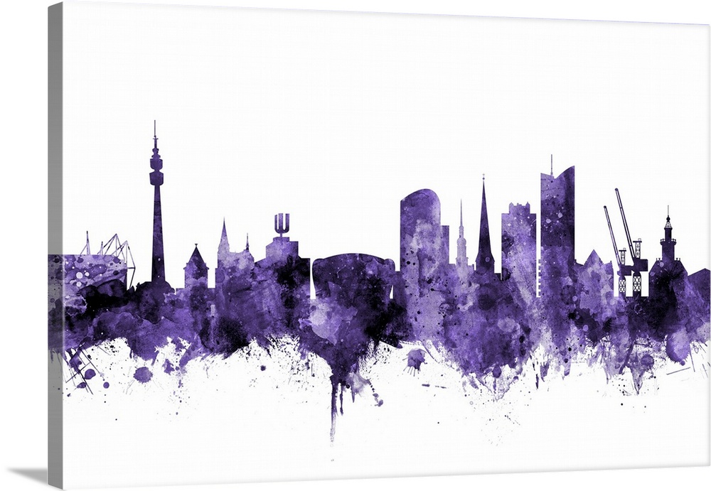 Watercolor art print of the skyline of Dortmund, Germany