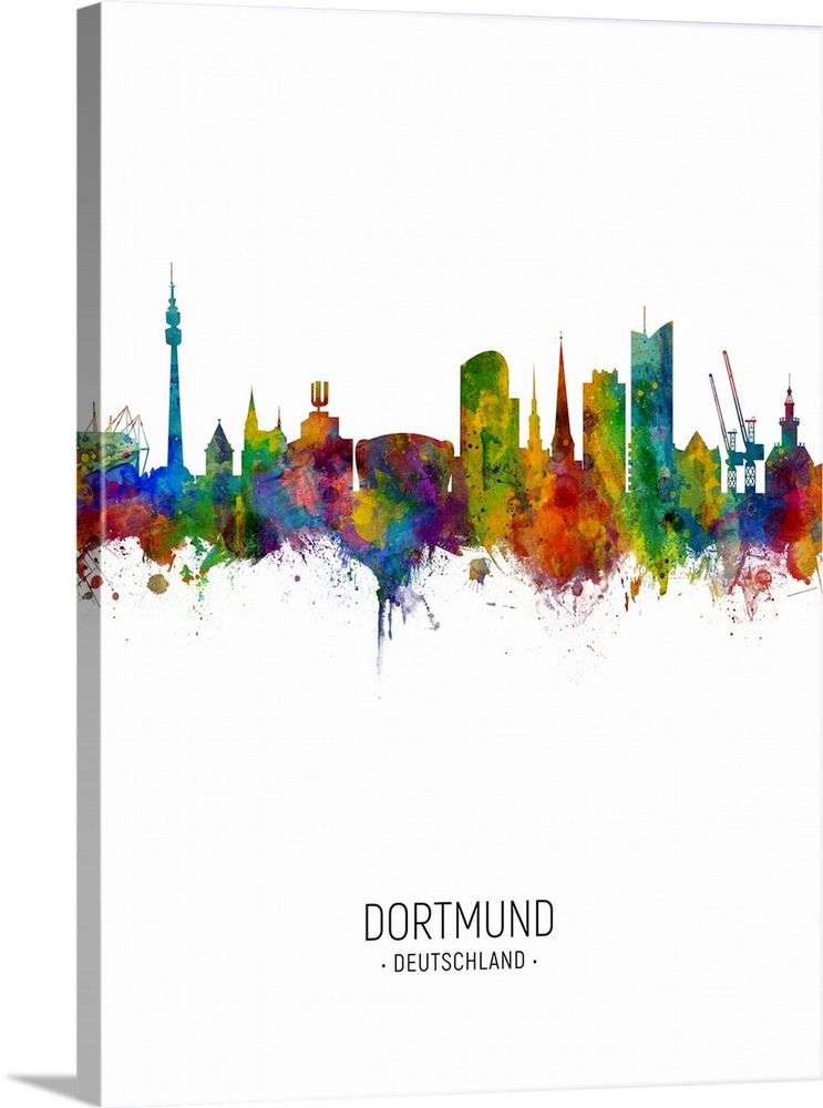 Watercolor art print of the skyline of Dortmund, Germany