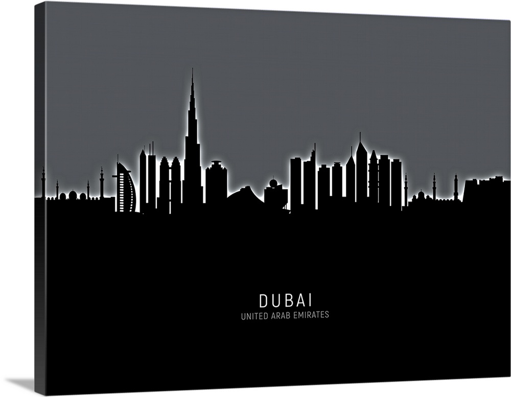 Skyline of Dubai, United Arab Emirates.