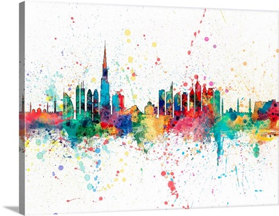 Dubai Skyline, Multicolor Splatter