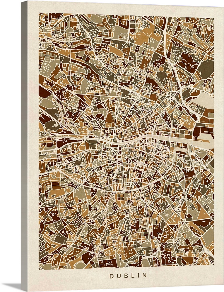 Street map of City of Dublin, Ireland