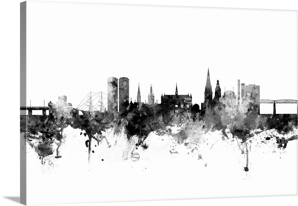 Watercolor art print of the skyline of Dundee, Scotland, United Kingdom.