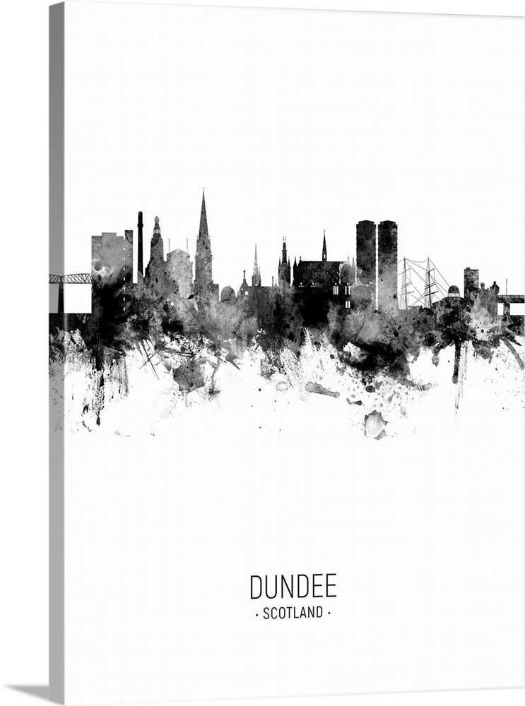 Watercolor art print of the skyline of Dundee, Scotland, United Kingdom
