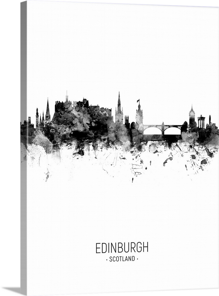 Watercolor art print of the skyline of Edinburgh, Scotland, United Kingdom