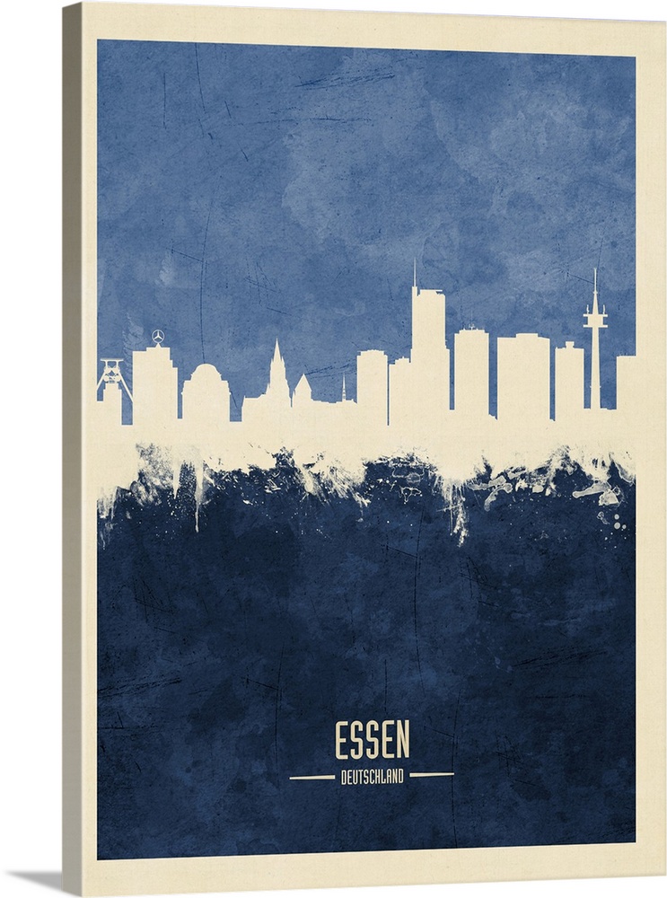 Watercolor art print of the skyline of Essen, Germany