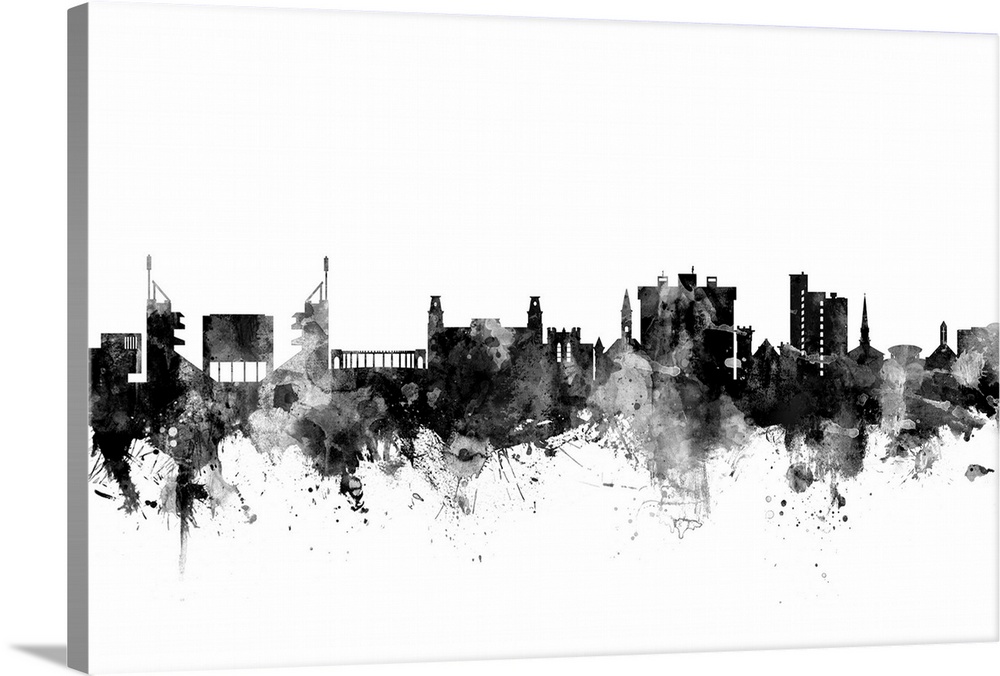 Watercolor art print of the skyline of Fayetteville, Arkansas, United States