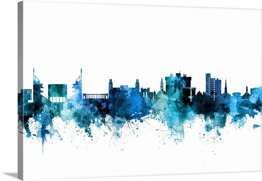 Watercolor art print of the skyline of Fayetteville, Arkansas, United States.