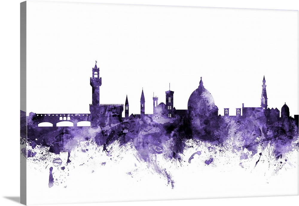 Watercolor art print of the skyline of Florence, Italy