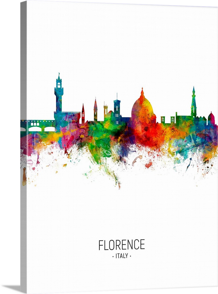 Watercolor art print of the skyline of Florence, Italy