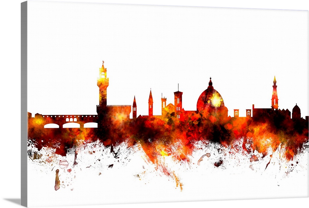 Watercolor art print of the skyline of Florence, Italy.