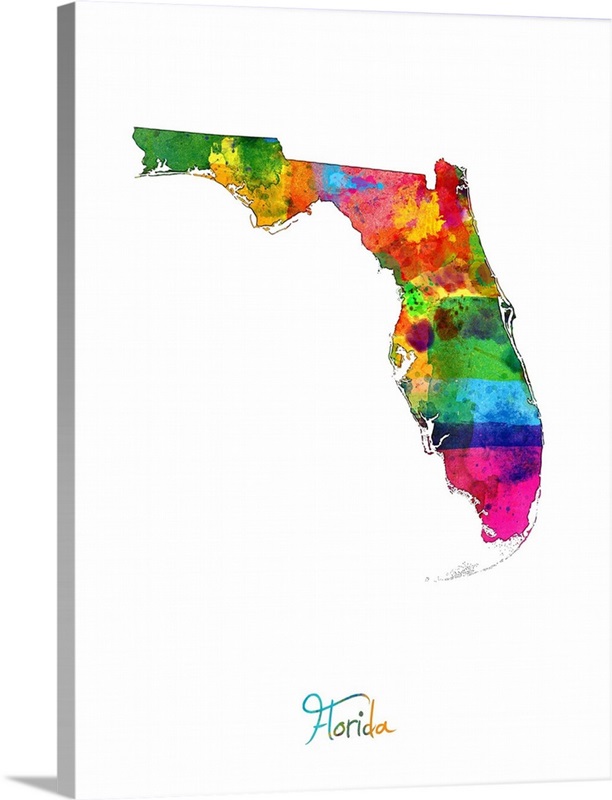 Florida Map Wall Art, Canvas Prints, Framed Prints, Wall Peels | Great