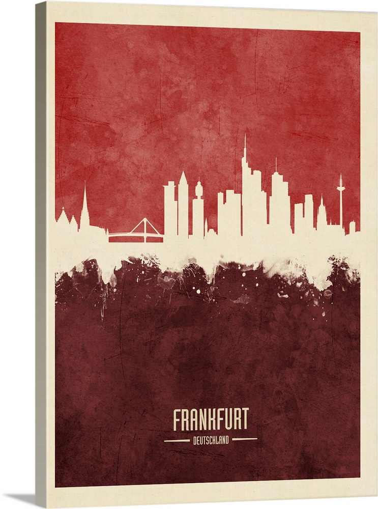 Watercolor art print of the skyline of Frankfurt, Germany.