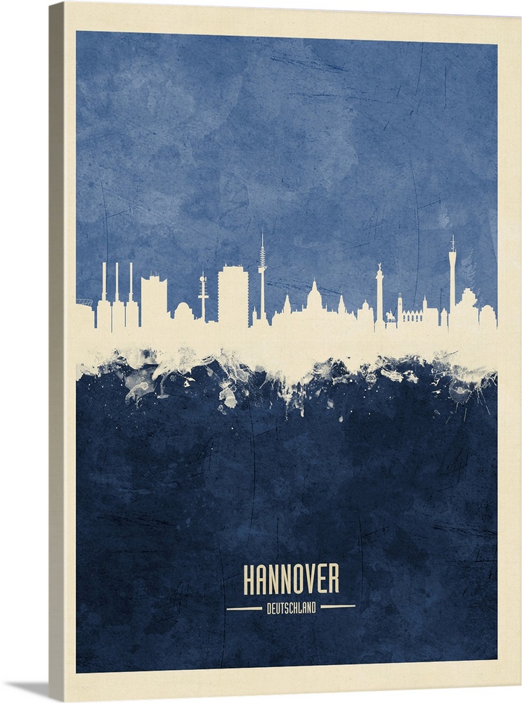 Watercolor art print of the skyline of Hannover, Germany