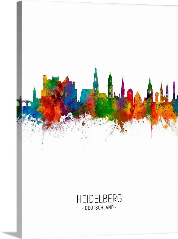 Watercolor art print of the skyline of Heidelberg, Germany