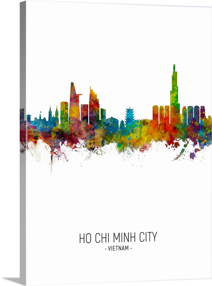 Watercolor art print of the skyline of Ho Chi Minh City, Vietnam, United Kingdom