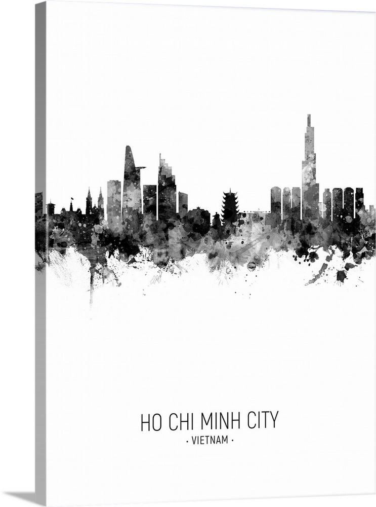 Watercolor art print of the skyline of Ho Chi Minh City, Vietnam, United Kingdom