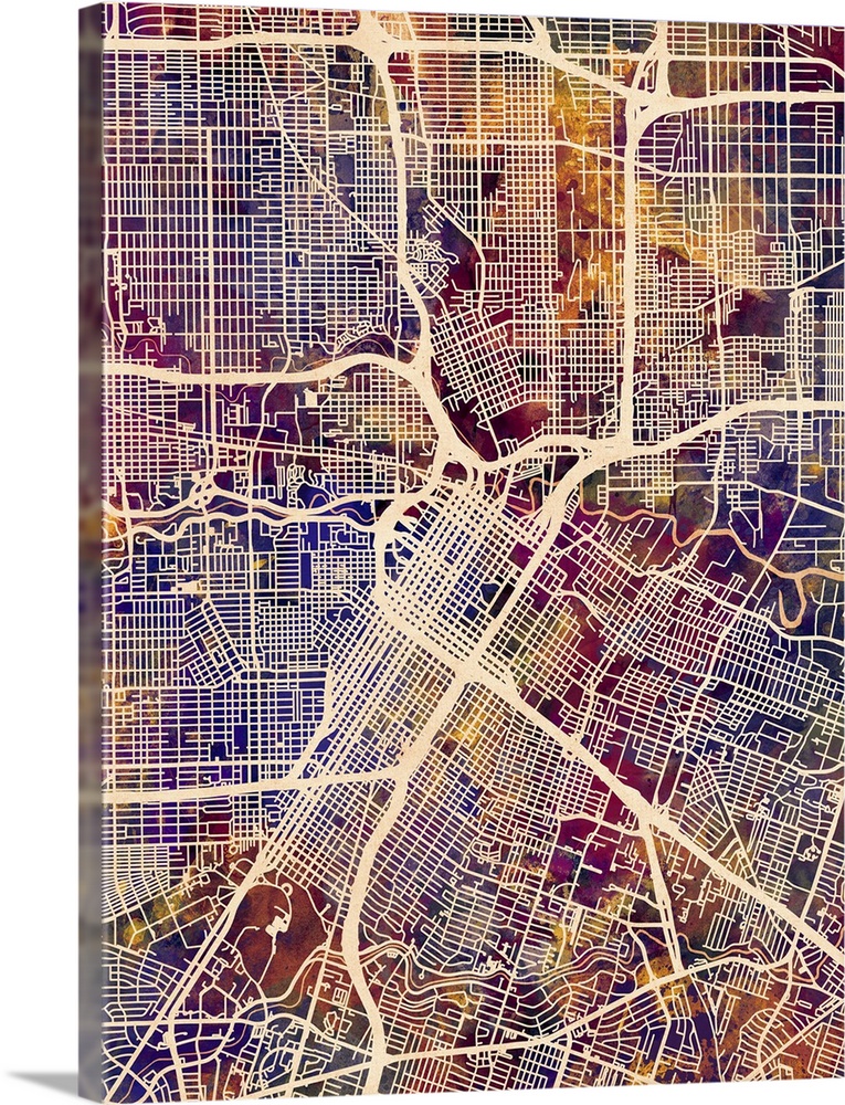 Contemporary colorful city street map of Houston.