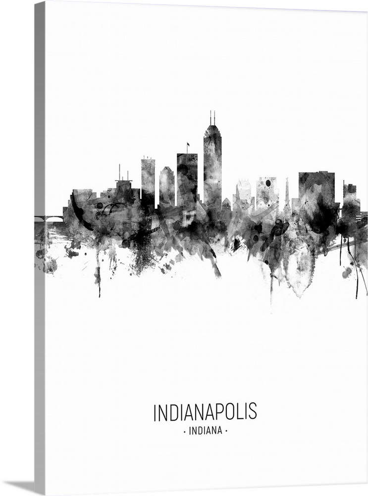 Watercolor art print of the skyline of Indianapolis, Indiana, United States