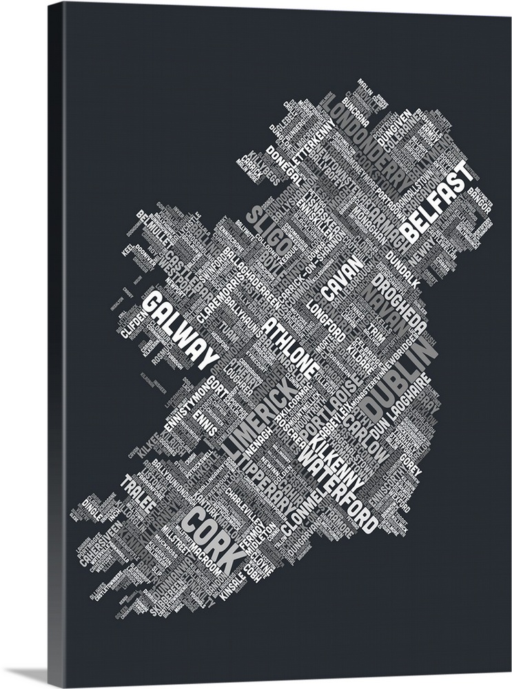 Ireland Eire City Text map