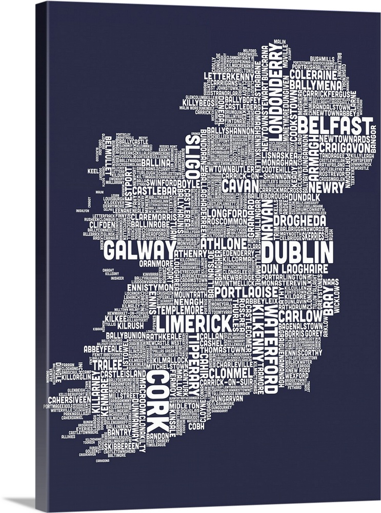 Irish Cities Text Map, Slate