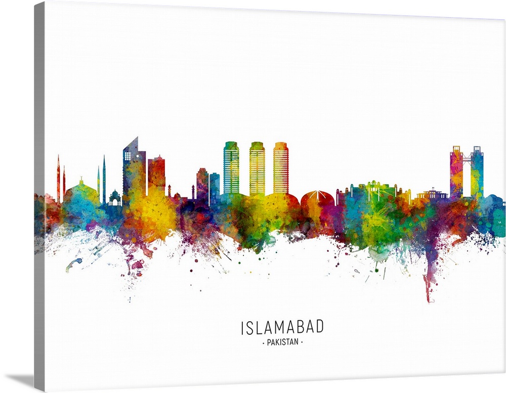 Watercolor art print of the skyline of Islamabad, Pakistan