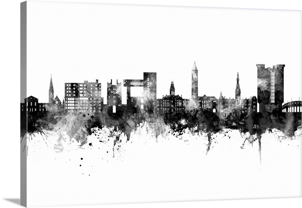Watercolor art print of the skyline of Ithaca, New York, United States