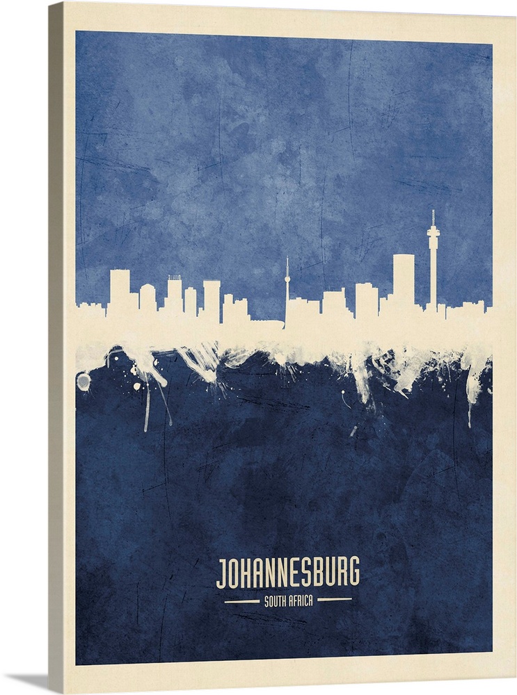 Watercolor art print of the skyline of Johannesburg, South Africa